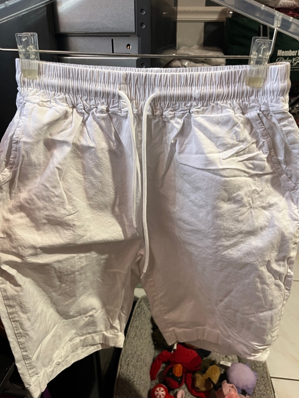 Men's White Athletic Drawstring Shorts